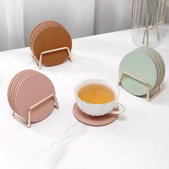 日本精工皮革圆形杯垫隔热垫茶几垫茶杯首饰收纳盘玄门关桌面餐垫
