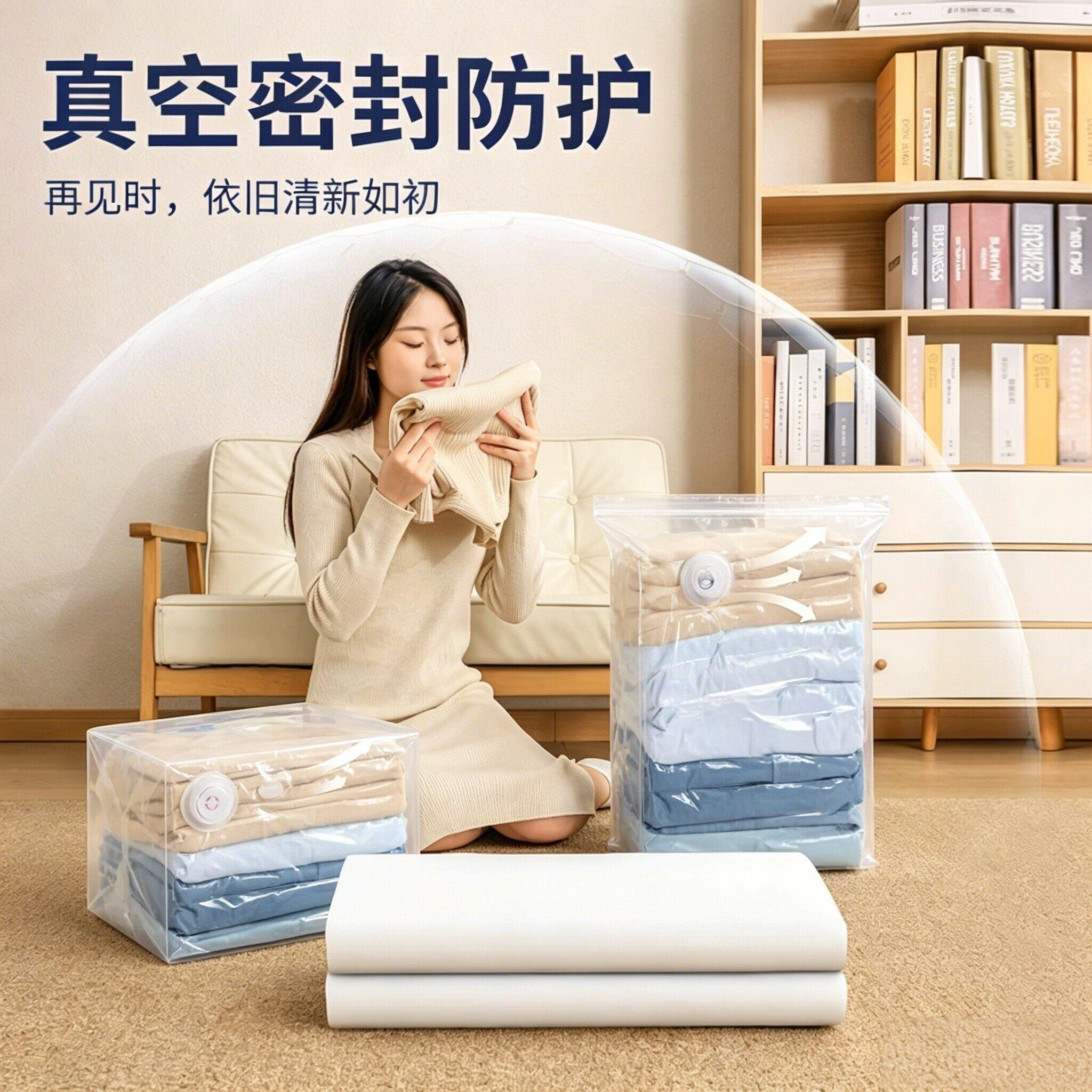 【拍1发8】加厚大容量真空立体收纳压缩袋实用家庭衣服棉被JC2
