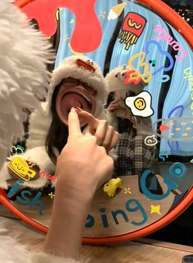 可以diy的镜子！小红书同款哈哈镜凹凸镜涂鸦广角镜家居装饰摆件