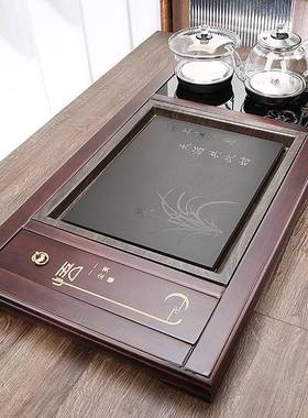 茶盘实装木家用全底部上水厅玻璃烧水壶自动一体20230511茶具套客