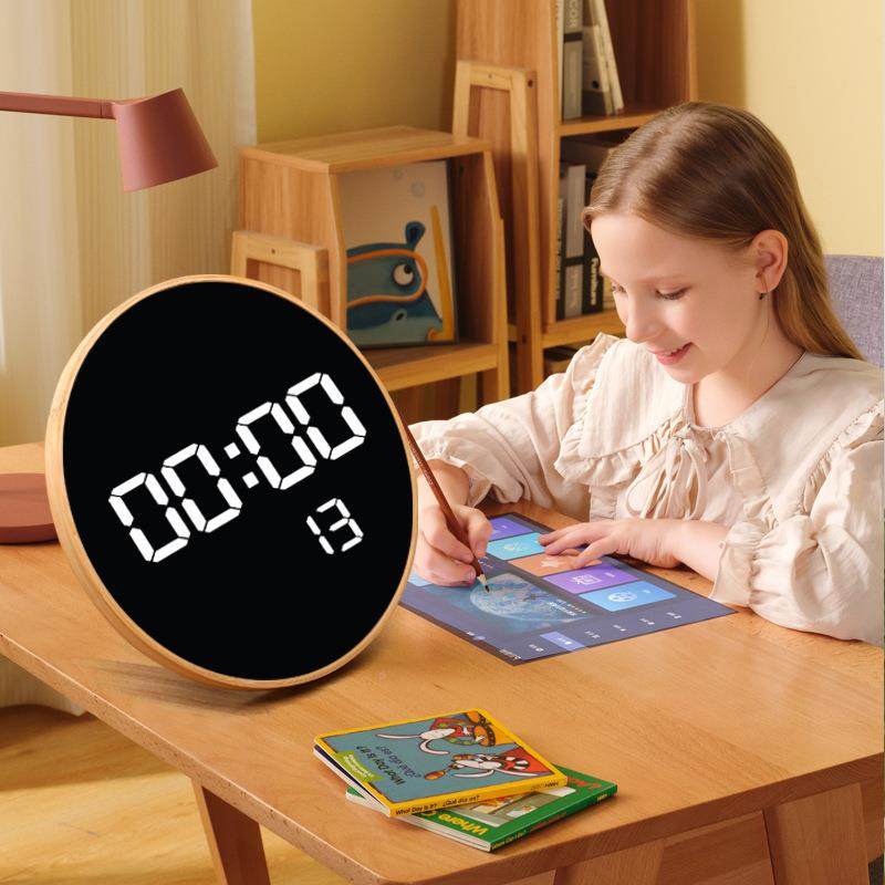 历圆形12LE厅D挂钟多功能数字YC-9113闹钟客电子挂钟万年红外线遥