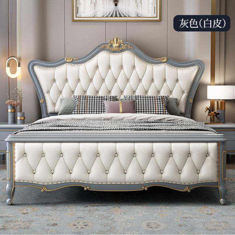 美约式奢法床式公ERG主轻欧式主卧大床婚床简实木双人床高箱储物