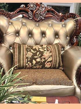 ￠沙发靠背F76S9JHM垫靠抱枕客厅腰长方形皮沙发靠美式腰欧式抱枕