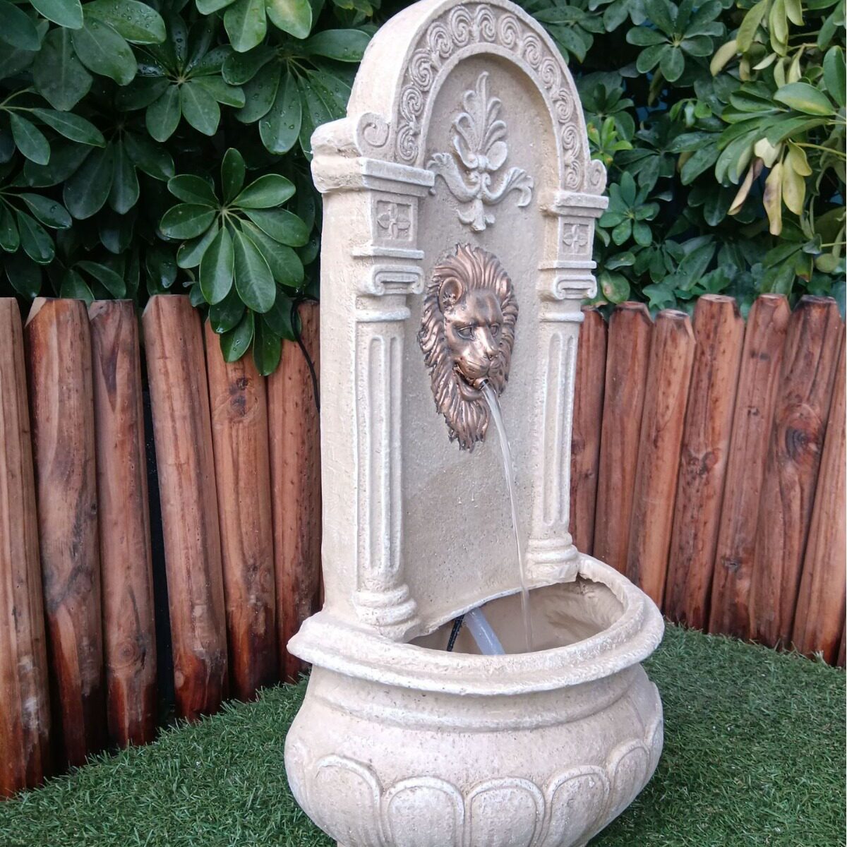 插电款狮子挂壁隐藏式室内别墅送礼园艺景观园林艺景流水喷泉-3