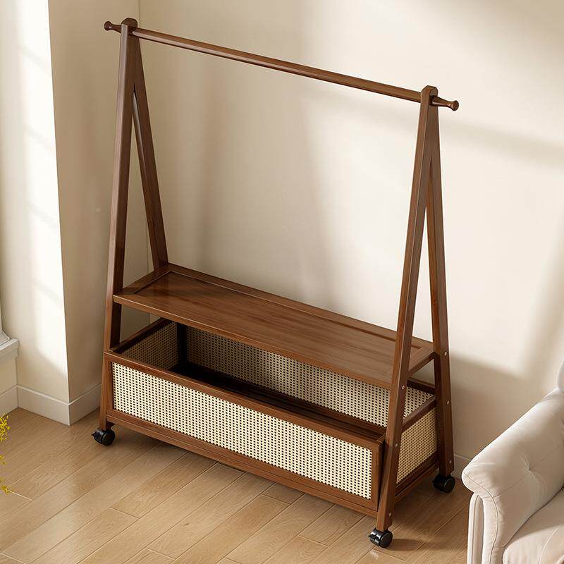 多落地可架移动衣架功能简易衣用帽架卧室家楠竹挂衣架衣服收0002