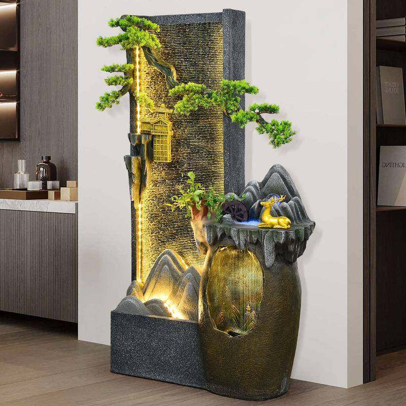 幕流水墙喷泉屏风室办公室装饰品循内环客厅水SNA加湿器大型落地,家居饰品,流水摆件,淘宝优惠券,粉丝福利购,淘宝优惠卷