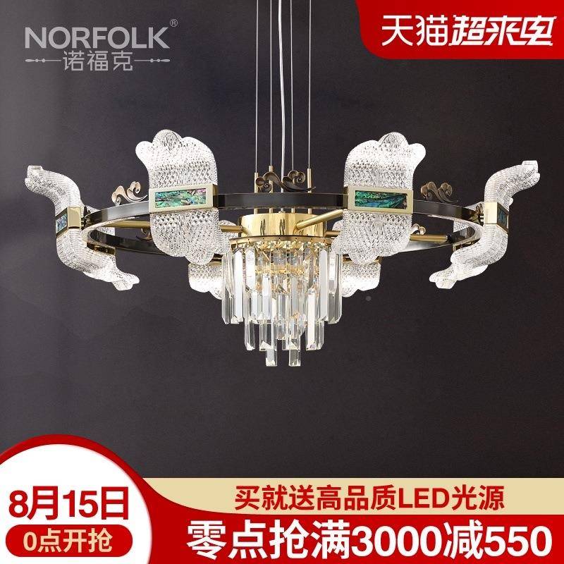 中式铜吊灯轻奢水晶客厅灯现代气铜灯新别墅复式楼大8117-6厅大全