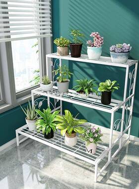 美式艺田铁架花落地式多层花架阳园台客厅二层WBO三层架子阶梯花