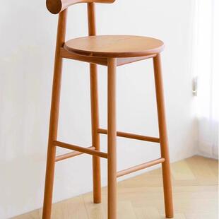 吧QUX脚椅家用吧椅子实凳木高岛台靠背台高凳子前台高脚凳蝴蝶吧