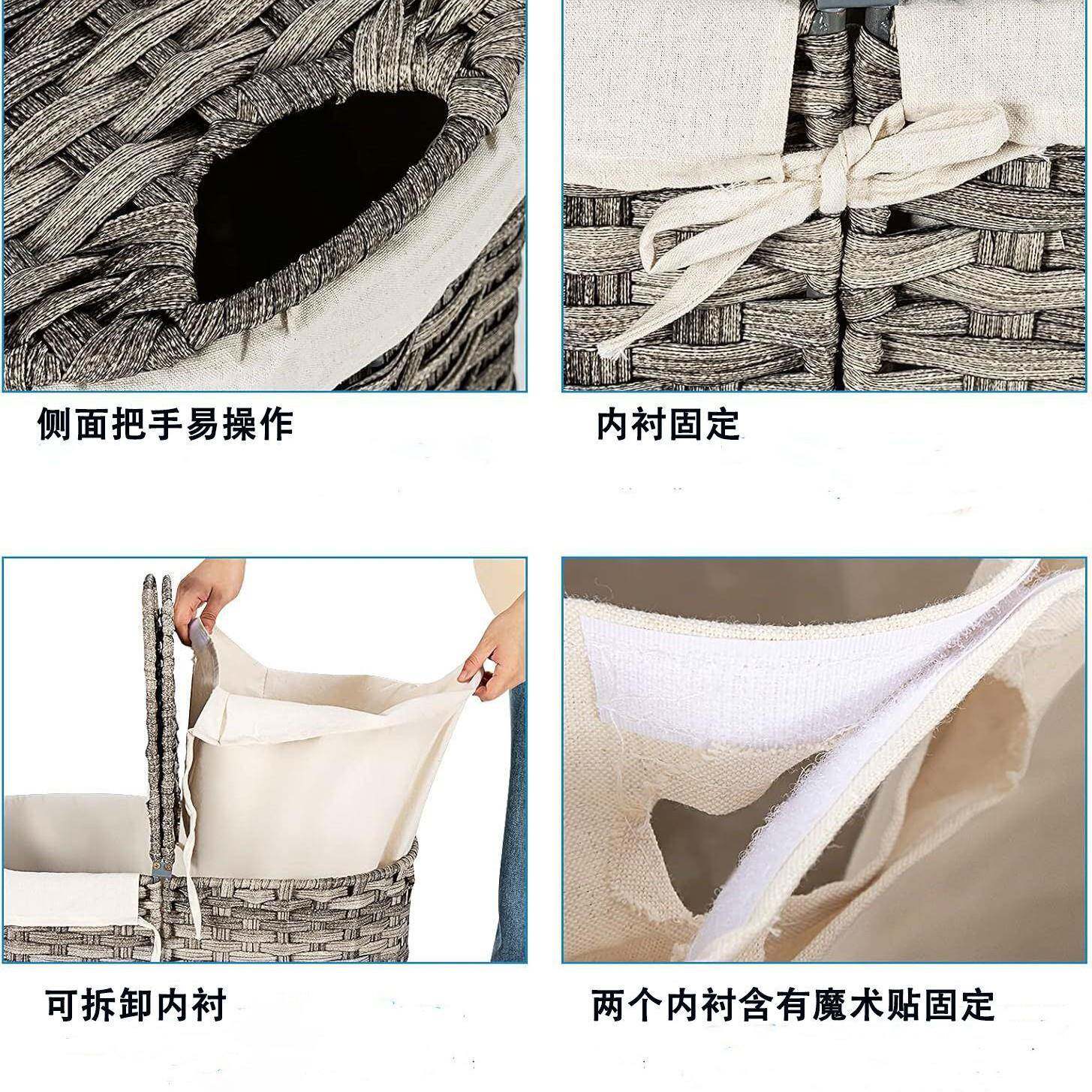 编织衣篮衣服收纳箱储物洗筐室分格脏篓卧整脏衣篮理盒衣带盖收纳