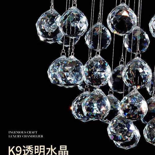 现简86约水晶吊线灯创意客厅餐样厅吧代台灯灯复式楼梯板房具