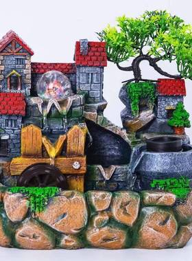 NFM地中创意产品湿假山流海水加喷泉室内器办公桌盆景工艺品摆件