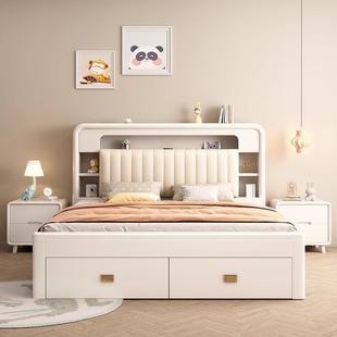 床全实木白色现 代简约1.GZR51.8米.2小户型气压高箱储物抽收纳屉