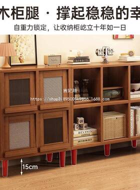吉妃翔实门木窗书柜靠落地置物柜飘收纳柜带格子柜墙防OCI尘储物
