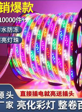 LED灯带100米整流七彩变卷色防水户外彩色爆闪马pd35898水东北防