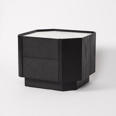 意式极实计储物柜木床头柜设师边柜BNT烟熏黑色简约现代简床头柜