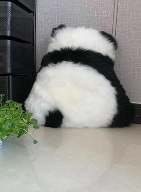 羊毛可爱家垫地毯垫沙pxx10036发坐垫抱坐枕纯靠垫卧居室客厅黑白