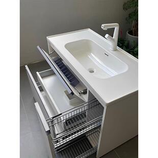 W7某松平替款韵纳寸日柜式810浴室原木风定制尺定做洗漱台陶瓷一