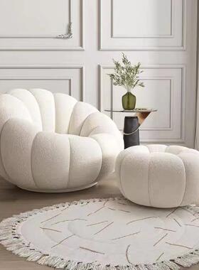 南闲瓜椅子懒人单人沙MBM发奶油风可发户椅小型阳台卧室旋转沙休