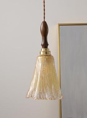 胡桃木灯玻璃吊灯小清宿39821新卧室床台头日式民吧台岛餐厅田园