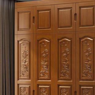 衣柜LBS实家用现代衣橱简四约三五门卧室转木角顶柜储物中柜式 大