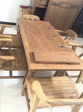 实木茶桌组合老榆木茶古家IXK禅用休闲茶喝台复怀旧新中式