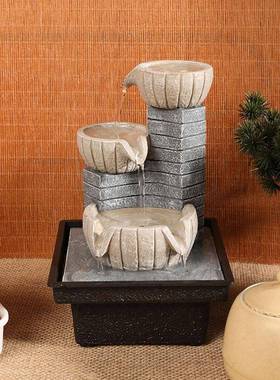 动财水循环水器不生插电的流水摆自件桌面充电款小流CYV水财风水