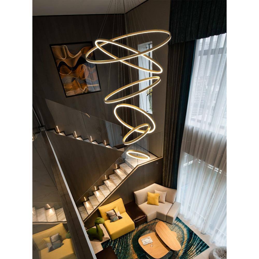 f客厅别墅简复式楼大吊灯约现代轻奢公寓595酒l店挑空楼梯ot吊灯