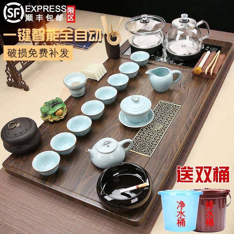 家部用全自F9799MJ6动玻璃底上水烧水壶泡茶具台套一体大茶盘紫整,餐饮具,茶具礼盒,淘宝优惠券,粉丝福利购,淘宝优惠卷