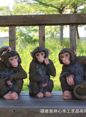 大猩猴子仿动物摆小件别墅花园公园区真景观树大猩猩猩脂装饰工艺