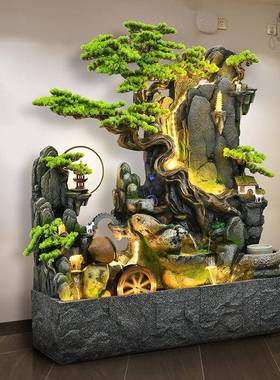 BY2308山庭院阳台景客厅水幕墙鱼缸循环水假山造流水喷泉高大落型