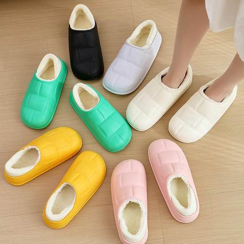 室内冬天保暖拖鞋可爱情侣加绒秋冬季踩屎感棉拖鞋男女士毛绒居家