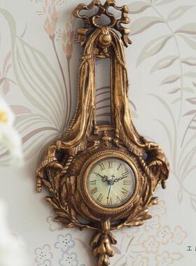 复古欧式饰客挂钟厅卧室墙面典挂表轻奢仿古雕花装F98S86J8镂空壁