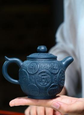 原宜兴矿天青泥紫砂42451壶持名手绘连中三元壶家支网店