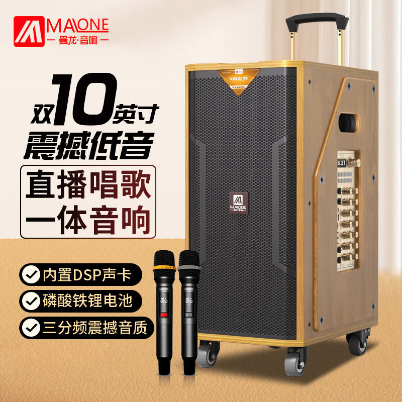 曼龙2024新款音响功放一体机户外k歌带直播卡拉0k广场舞拉杆音箱