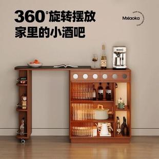 实岩木板吧台桌柜收纳储物餐边玄关隔中EMQ岛台小户型家柜用断伸