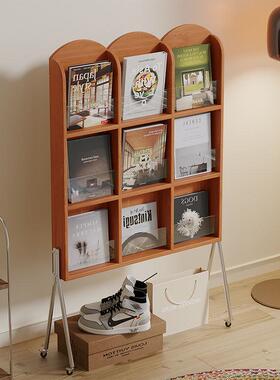 实木杂架示志XVP架落地阅装读展架美式房间饰书报边柜中古风屏风