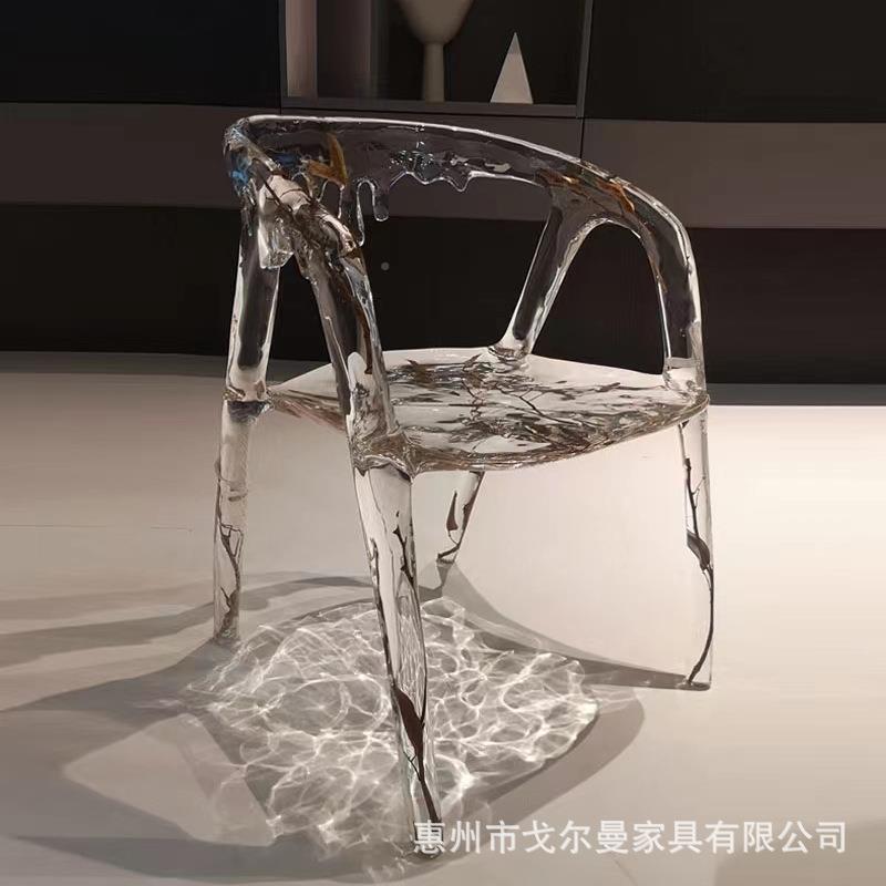 戈椅尔曼水晶透明树术脂椅样板280房酒店高住宅餐化妆椅艺端创意
