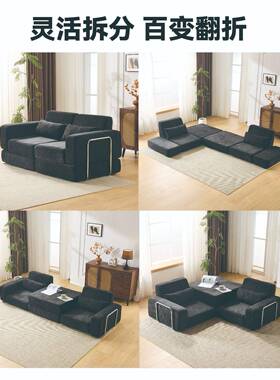 布艺沙发家用客ZFO厅双小户型压沙缩沙发出租屋单人沙发两折叠用