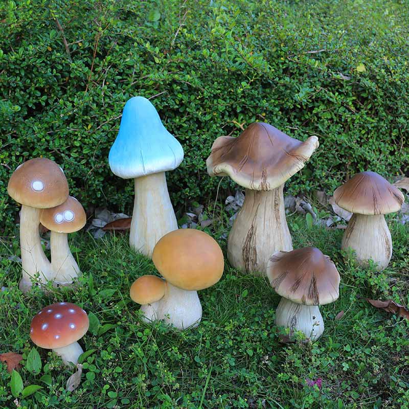 厂家直销花园院子造景幼儿园草坪装饰品树脂植物模型蘑菇摆件庭院