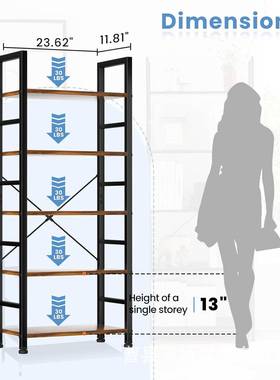 美示式铁艺TWD置物架实木展架客落厅创多层意组装收纳架原木地书