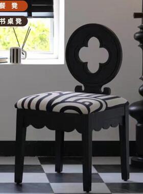 餐椅中古风桌椅高子法OFO式复古实颜木诧寂风家用设计师值餐靠背