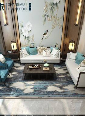 简布新中式木沙发组合现代约小户型客厅实艺沙QRO发整屋定制家具