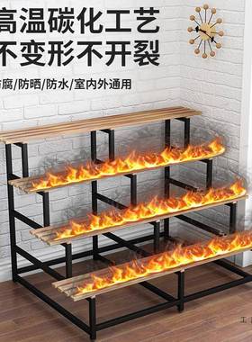 阳台阶梯花架室外铁艺院花梯盆架庭防腐木XHV多层阶花架子景盆置