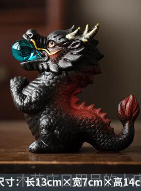 正品瓷龙件祥龙珠生肖龙招财吉戏祥物创意摆家居客厅办公室摆陶设