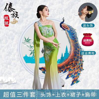 高档族舞蹈服装，儿童女和孩的表演服装，新独舞精神之泉，采云傣