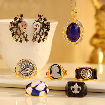 妙艺原创高端文玩卡梅奥cameo胸针吊坠雕刻浮雕轻奢小众项链戒指