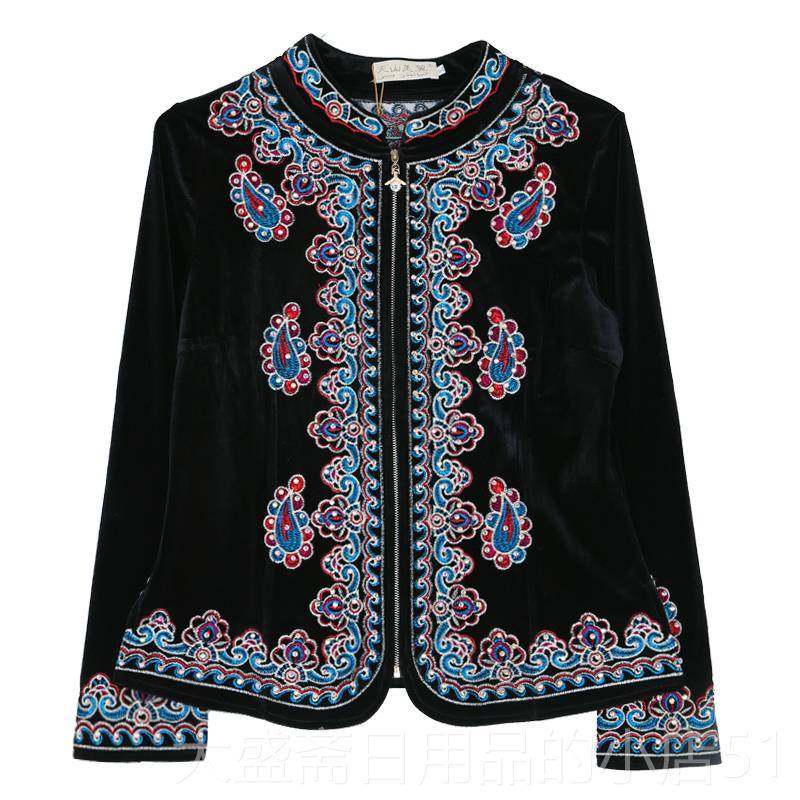 高档新疆舞蹈衣金出绒绣丝花烫钻民族上风舞服广场舞服维族舞蹈演