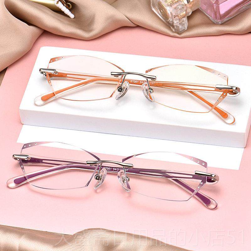 高档配无框近视眼镜女10/15/0200辐/300/4000度有度数无边框成品