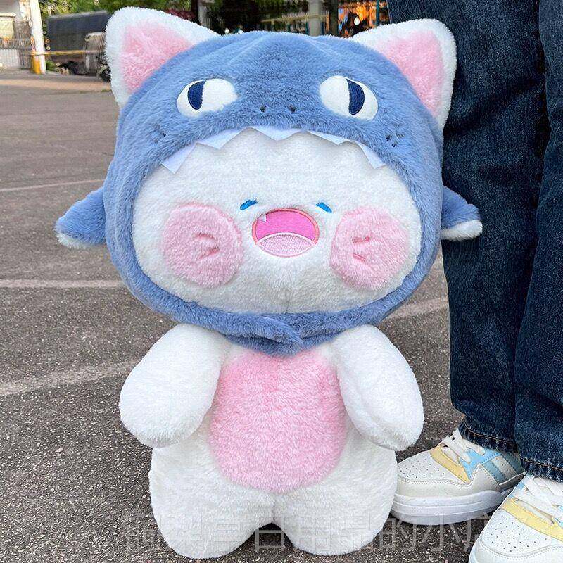 正品可爱鲨猫公仔毛绒玩具鲨ee玩嘟瞄偶布娃娃b抱枕情人节嘟礼物